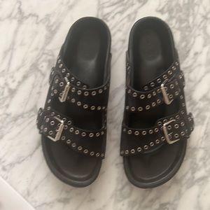 Isabel Marant Lennyo Grommet Black Suede Sandals size 39